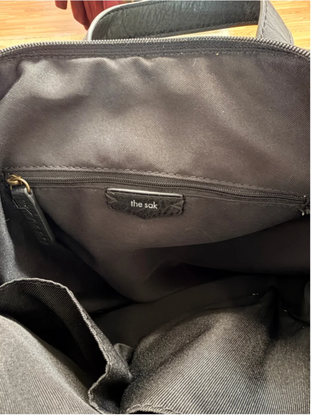 The Sak Black Textured Backpack Purse Olvera Style Zip Pockets Adjustable Straps